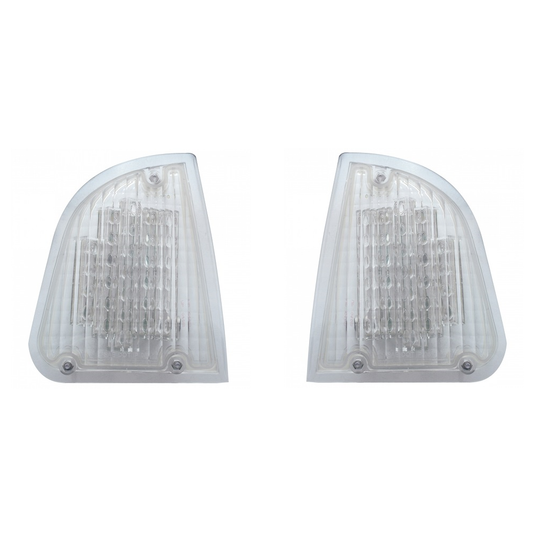 Pair Fits Kenworth K300 T300 T330 T600 LED Turn Signal Lights / Amber LED Clear Lens