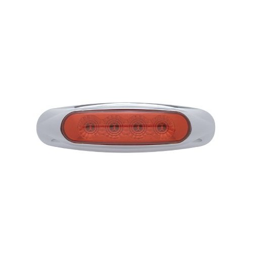 6" Red 4 LED Truck Trailer Side Marker Clearance Light / Chrome Bezel