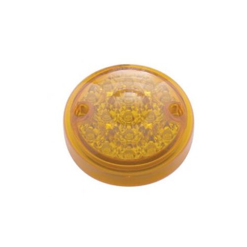 (2) Amber 3" Round 15 LED Surface Mount Park Turn Signal Lights / Amber Lens