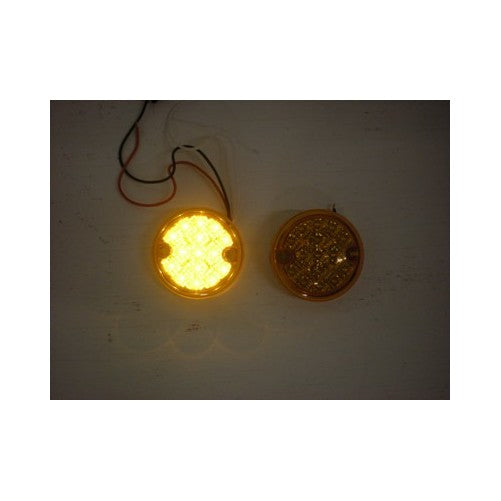 (2) Amber 3" Round 15 LED Surface Mount Park Turn Signal Lights / Amber Lens