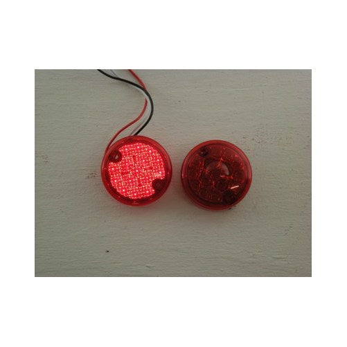 (2) Red 3" Round 15 LED Surface Mount Brake Stop Turn Tail Lights / Red Lens