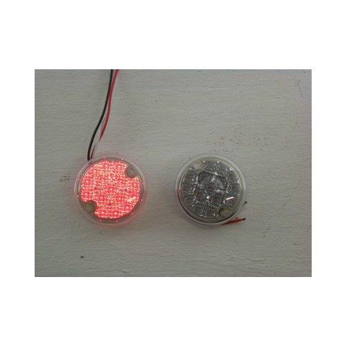 (2) Red 3" Round 15 LED Surface Mount Brake Stop Turn Tail Lights / Clear Lens