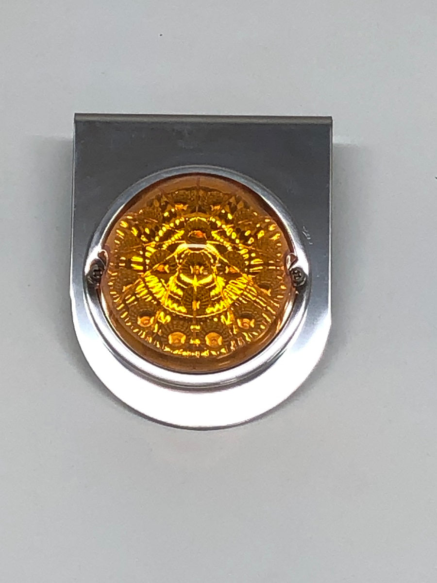 Stainless Light Bracket 17 Amber LED Dual Function Reflector Light. Amber Lens