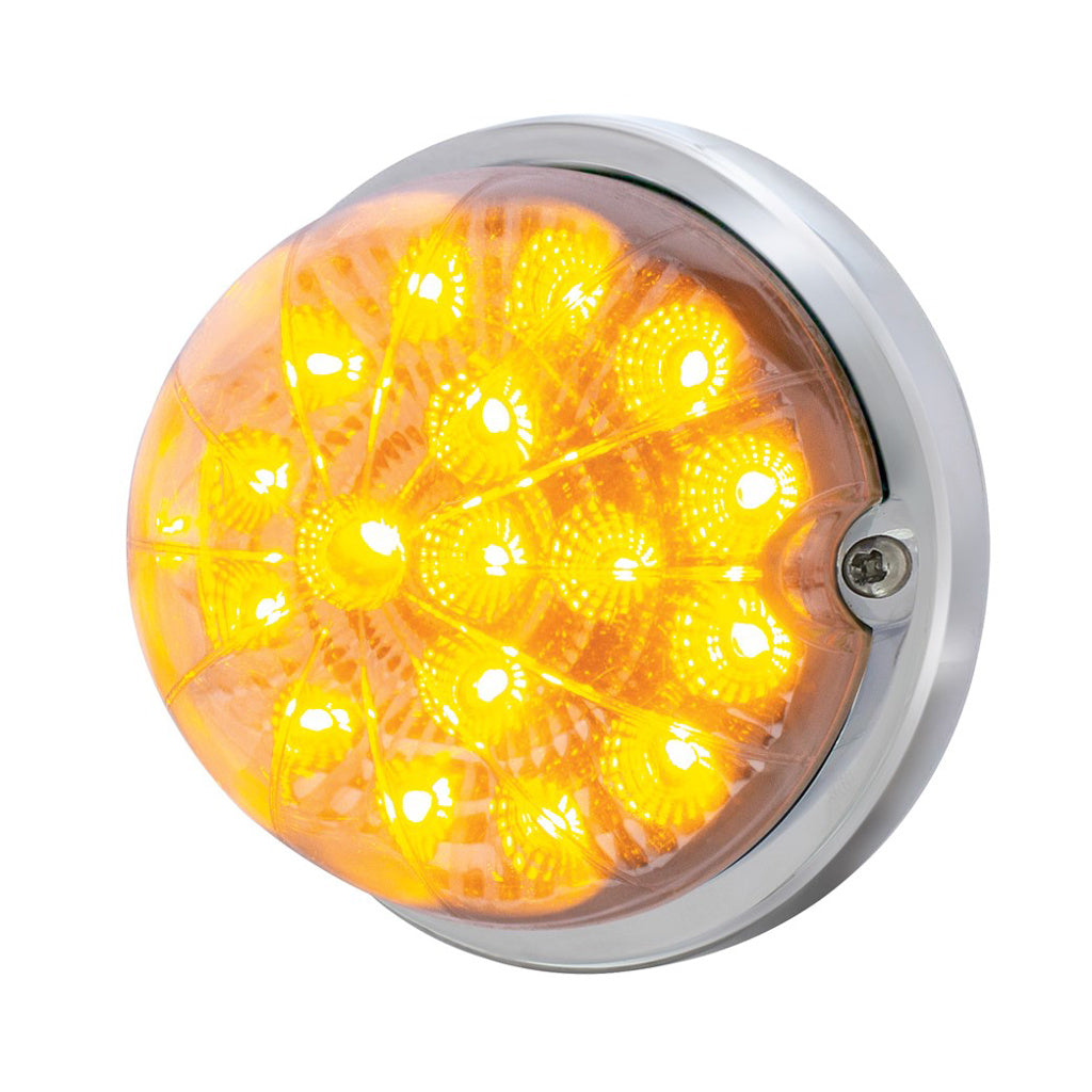 17 LED Dual Function Low Profile Watermelon Light. Amber LED W/Clear Lens