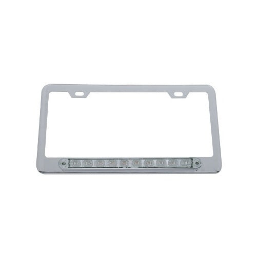 Chrome License Plate Bracket / Red LED Brake Stop Tail Light / Clear Lens