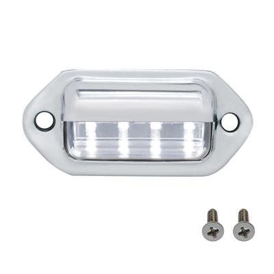 4 White LED Chrome License Plate Light/Utility Light Metal Housing