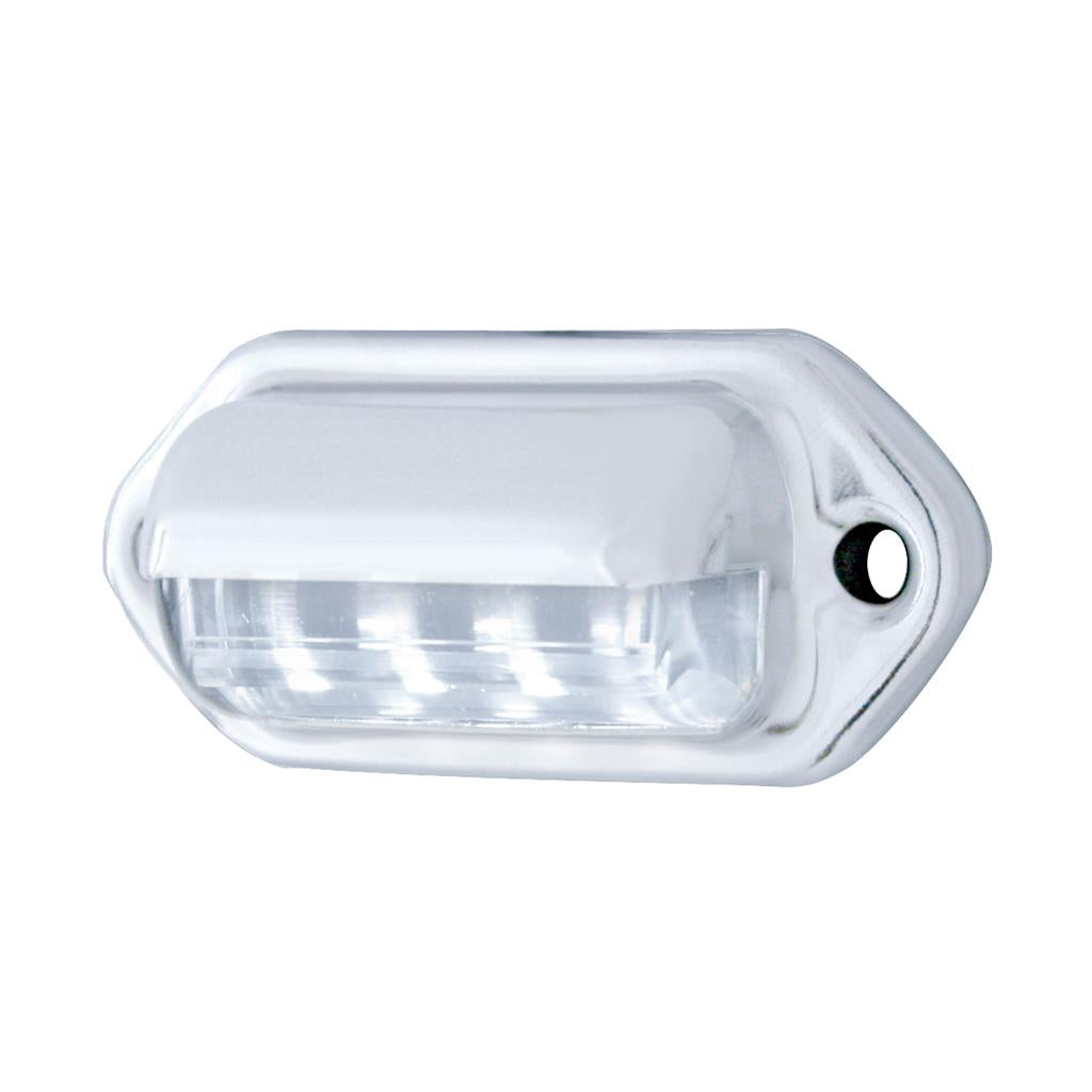 4 White LED Chrome License Plate Light/Utility Light Metal Housing