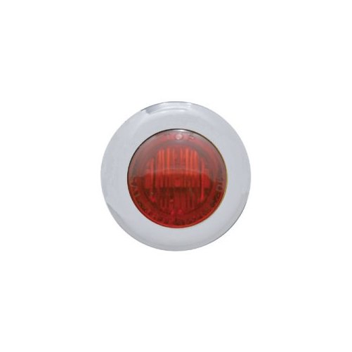 (2) Custom Mini 3/4" Round Red 3 LED Stop Turn Tail Lights /Grommets / SS Bezels