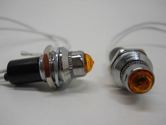 (2) Mini Classic Car Truck Dash Switch Indicator Pilot Lights / Amber Lights