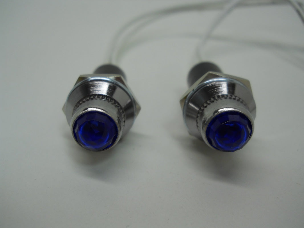 (2) Mini Classic Car Truck Dash Switch Indicator Pilot Lights / Blue Lights