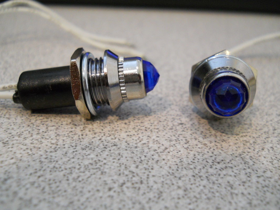 (2) Mini Classic Car Truck Dash Switch Indicator Pilot Lights / Blue Lights