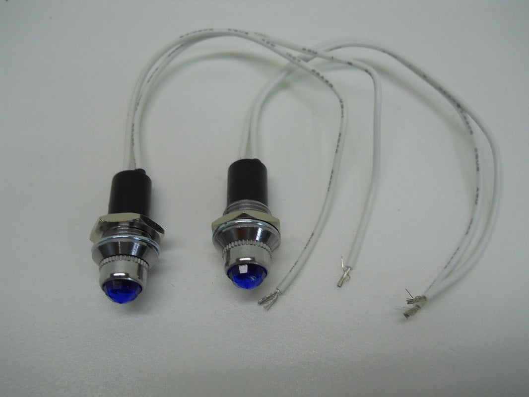 (2) Mini Classic Car Truck Dash Switch Indicator Pilot Lights / Blue Lights