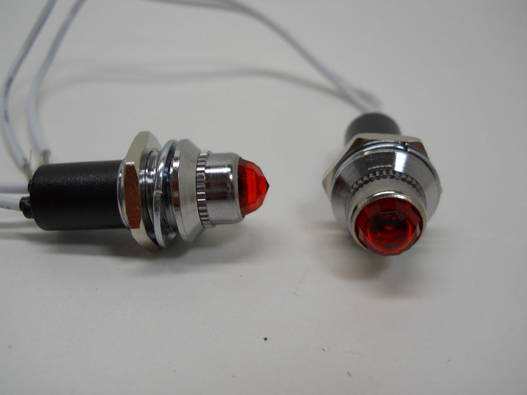 (2) Mini Classic Car Truck Dash Switch Indicator Pilot Lights / Red Lights