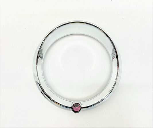 Chrome Visor Bezel W/Purple Crystal For 2006+ Peterbilt 379, 389, 388, 387, 386