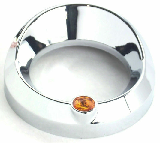 Chrome 3 3/4" Tach Speed Visor Bezel W/Amber Jewel Peterbilt Frieghtliner 87-05