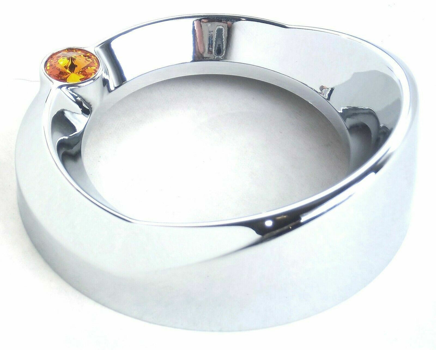 Chrome 3 3/4" Tach Speed Visor Bezel W/Amber Jewel Peterbilt Frieghtliner 87-05