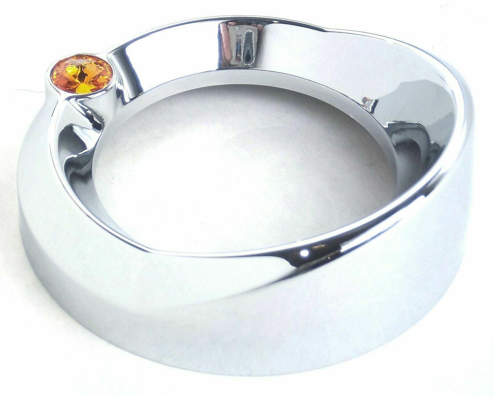 Chrome 3 3/4" Tach Speed Visor Bezel W/Amber Jewel Peterbilt Frieghtliner 87-05