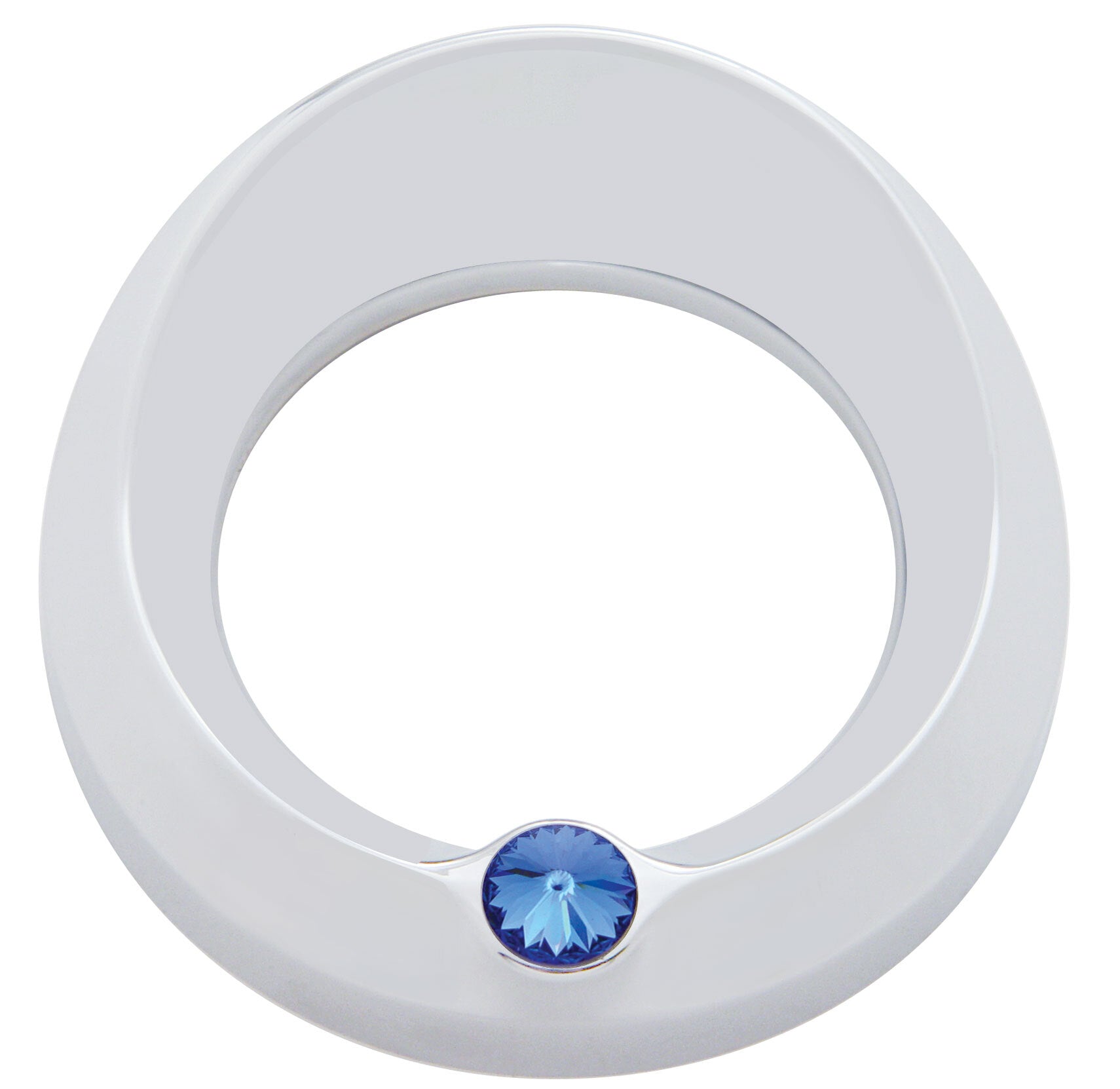 Chrome 3 3/4" Tach Speed Visor Bezel W/Blue Jewel Peterbilt Frieghtliner 87-05