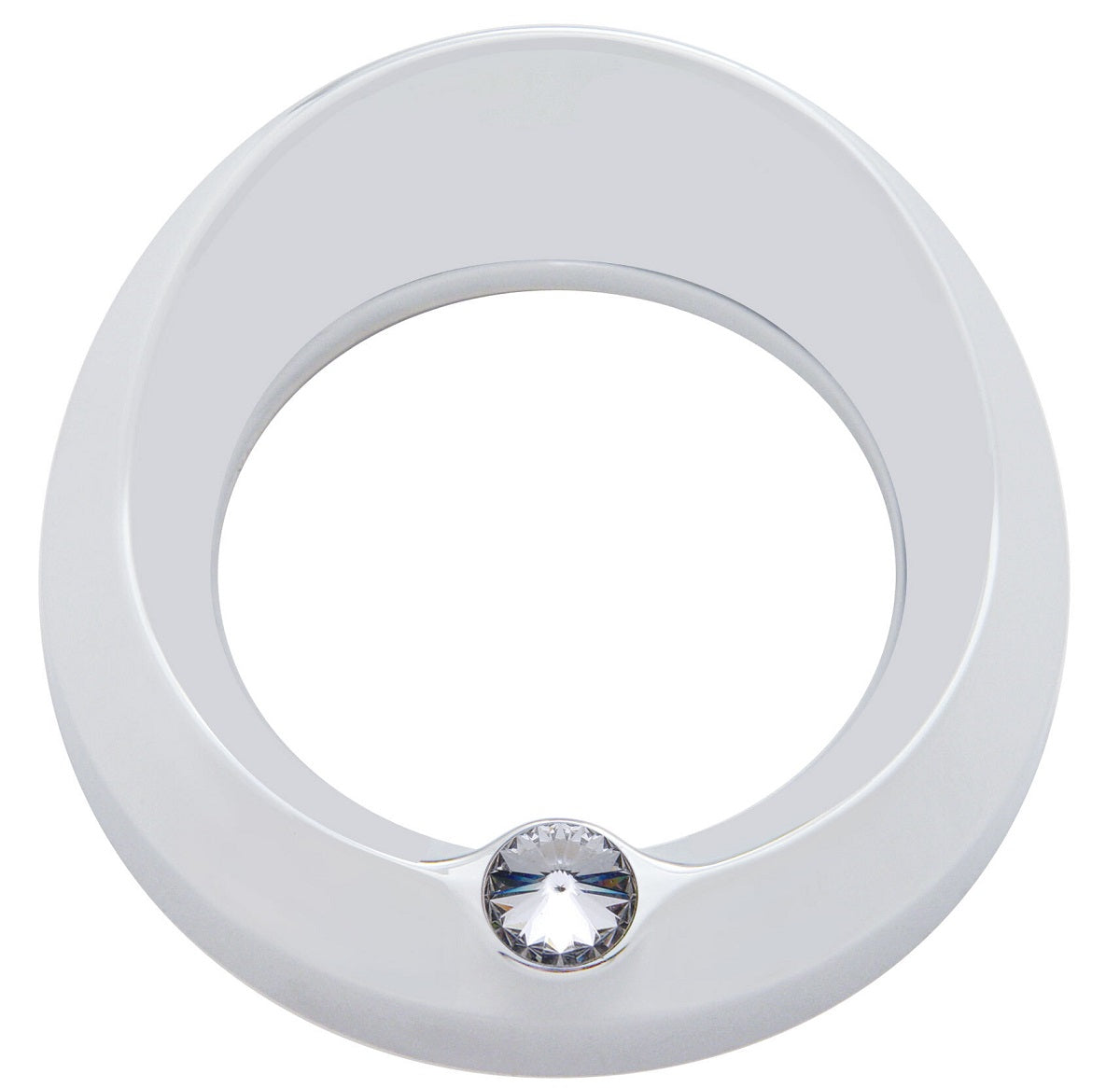 Chrome 3 3/4" Tach Speed Visor Bezel W/Clear Jewel Peterbilt Frieghtliner 87-05