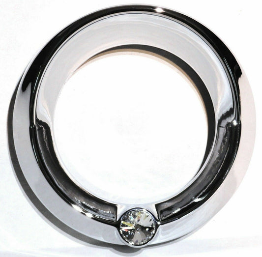 Chrome 3 3/4" Tach Speed Visor Bezel W/Clear Jewel Peterbilt Frieghtliner 87-05