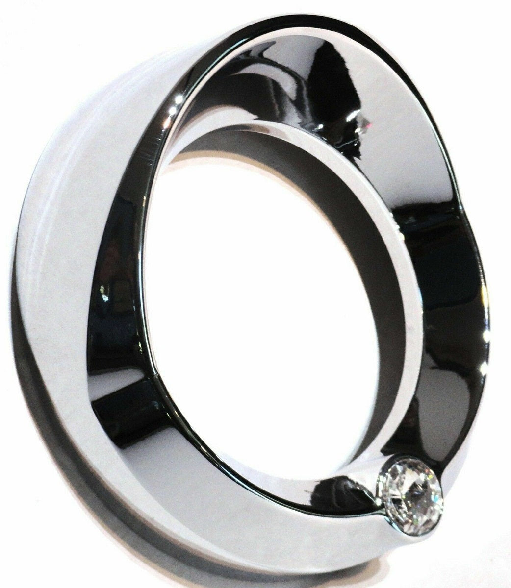 Chrome 3 3/4" Tach Speed Visor Bezel W/Clear Jewel Peterbilt Frieghtliner 87-05