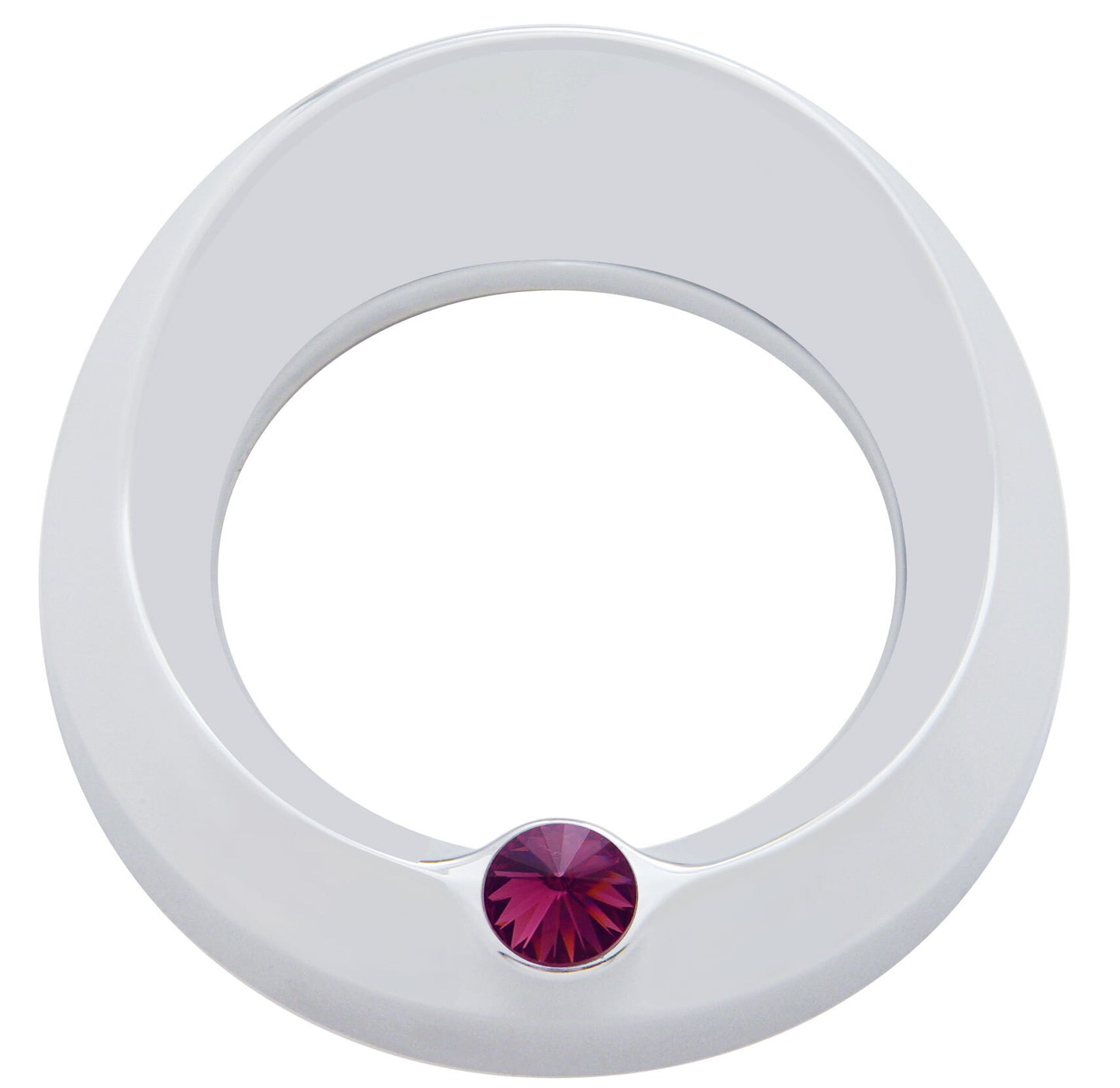 Chrome 3 3/4" Tach Speed Visor Bezel W/Purple Jewel Peterbilt Frieghtliner 87-05
