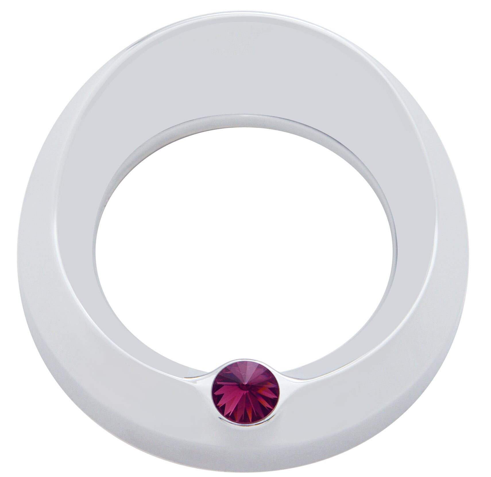 Chrome 3 3/4" Tach Speed Visor Bezel W/Purple Jewel Peterbilt Frieghtliner 87-05