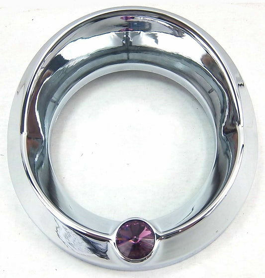 Chrome 3 3/4" Tach Speed Visor Bezel W/Purple Jewel Peterbilt Frieghtliner 87-05