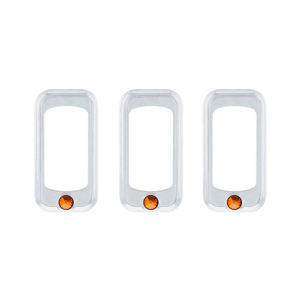 (3) Amber Rocker Switch Trim  Peterbilt Fits Kenworth Truck Semi