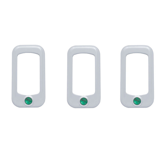 (3) Green Rocker Switch Trim  Peterbilt Fits Kenworth Truck Semi