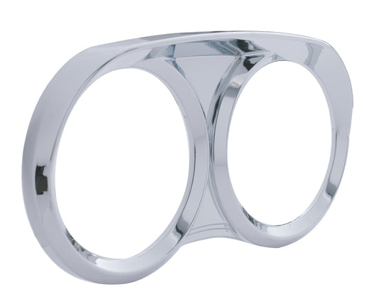 Chrome Center Dual Gauge Cover w/ Visor For Peterbilt 379 384 386 387 388 389