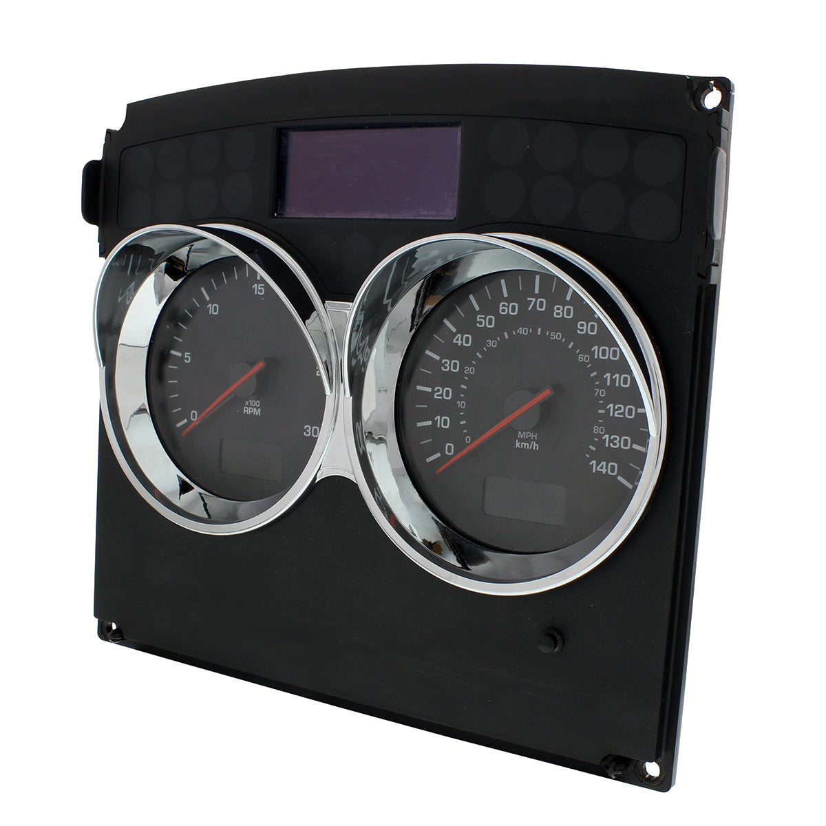 Chrome Speed/Tachometer Gauge Bezel with Visor fits Various 2006-2020 Fits Kenworth