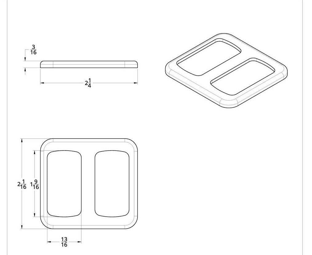 Chrome Freightliner Rocker Switch Trim - Double for Window Switch Panel