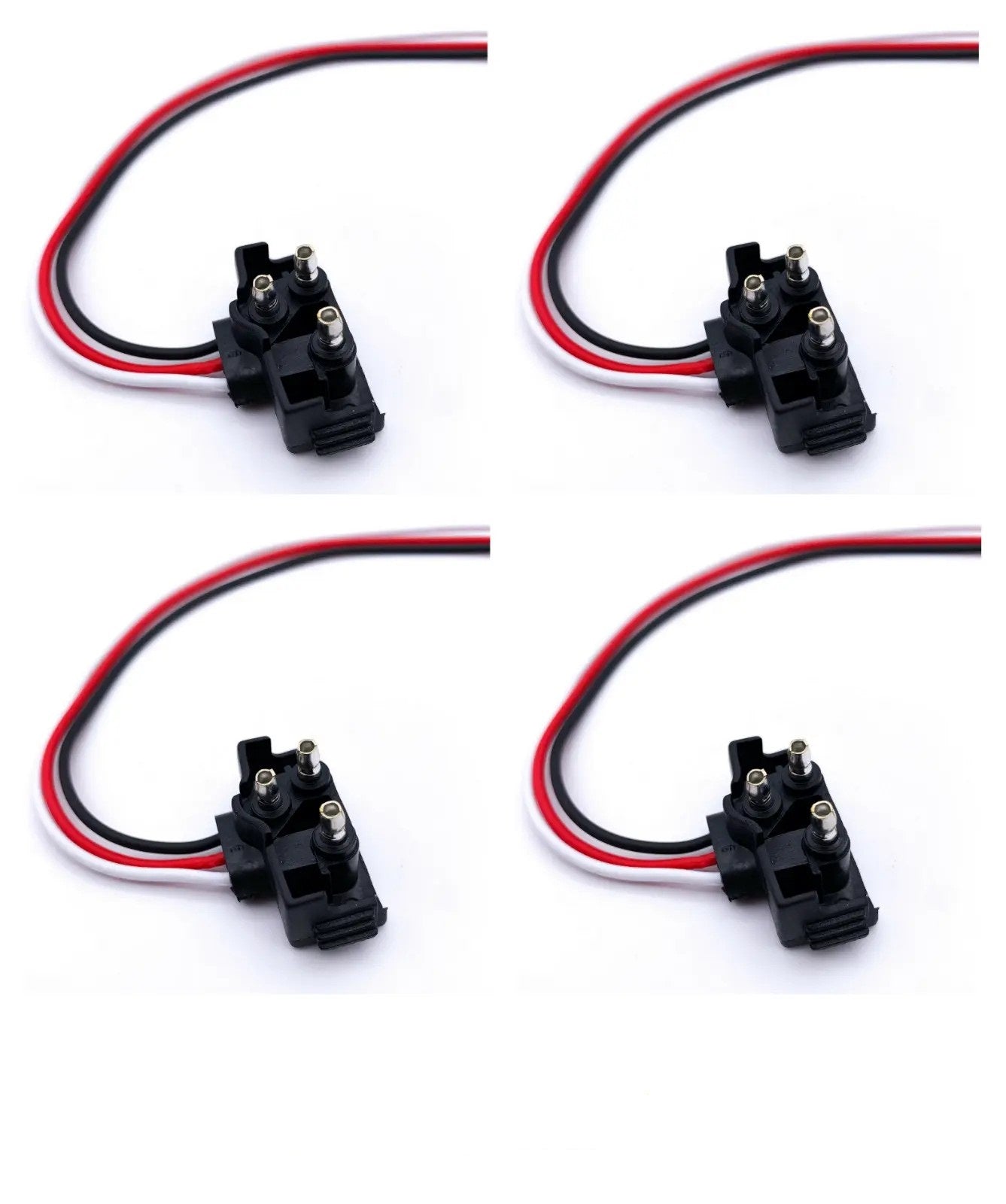 (Set/4) 3 Prong Pigtail Wire Right Angle Plug Truck Trailer Stop Turn Tail Light
