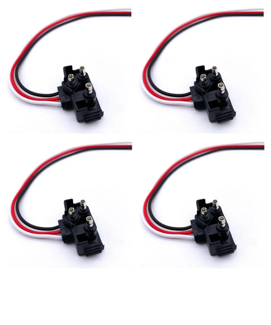 (Set/4) 3 Prong Pigtail Wire Right Angle Plug Truck Trailer Stop Turn Tail Light