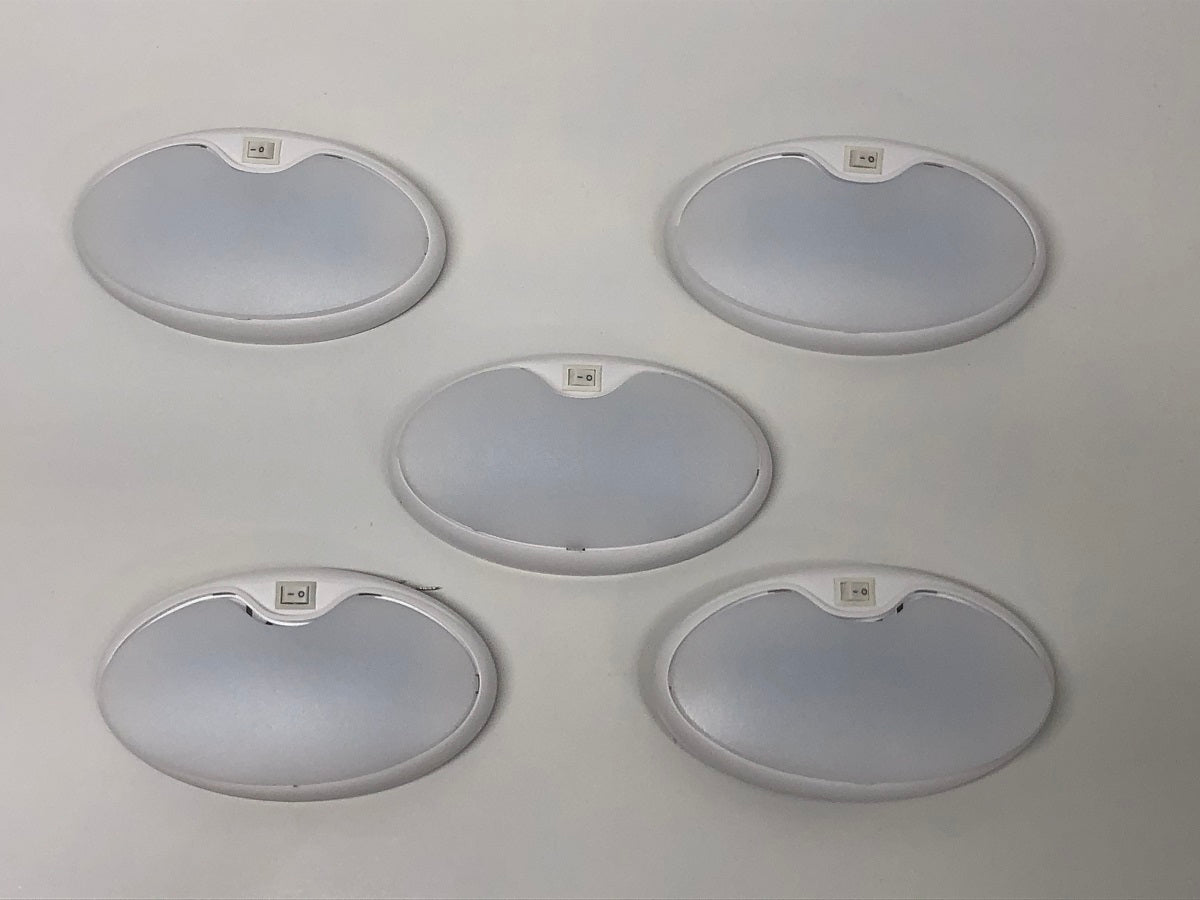 (5) 6" Oval Surface Mount 12 LED Interior Dome Light with On/Off Switch