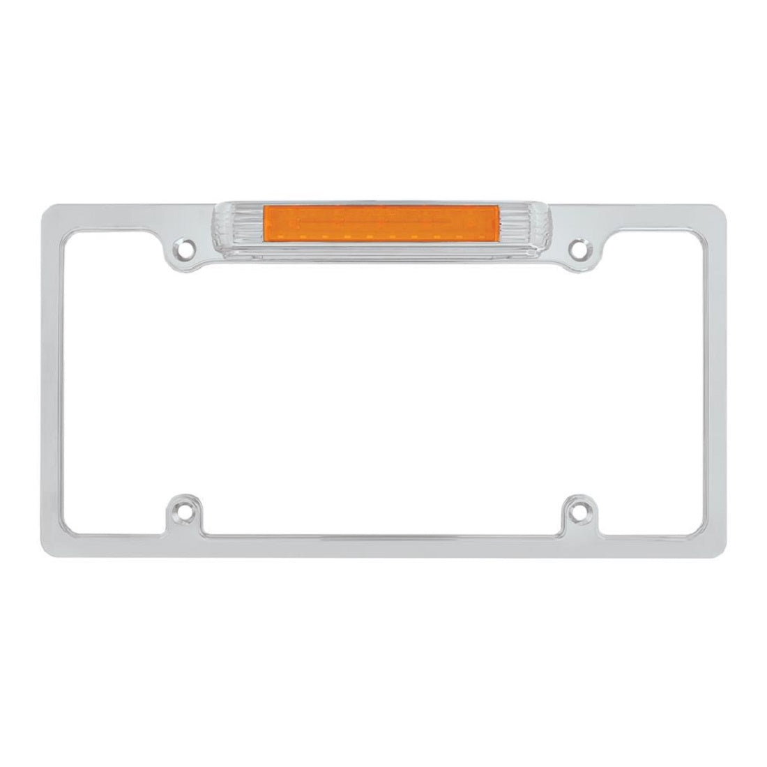 Chrome License Plate Frame With Auxiliary Light - Amber LED/Amber Lens