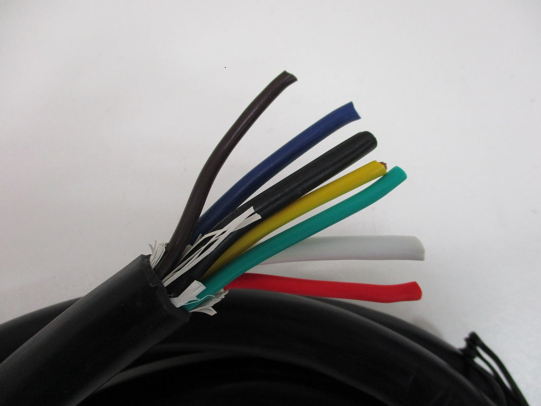 25' Camper RV Truck Trailer 7 Way Flat Pin Wiring Harness / Round Plug Connector