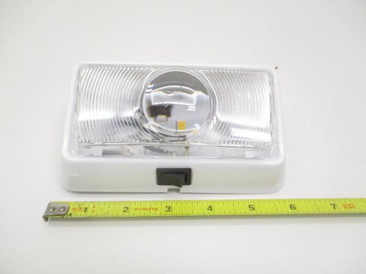 Clear White LED 12V RV Camper Trailer Porch Security Light / White Base / Switch