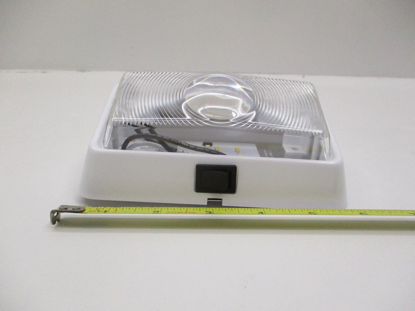 Clear White LED 12V RV Camper Trailer Porch Security Light / White Base / Switch