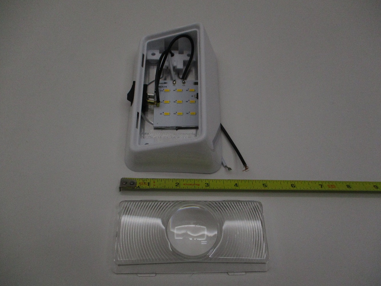 Clear White LED 12V RV Camper Trailer Porch Security Light / White Base / Switch