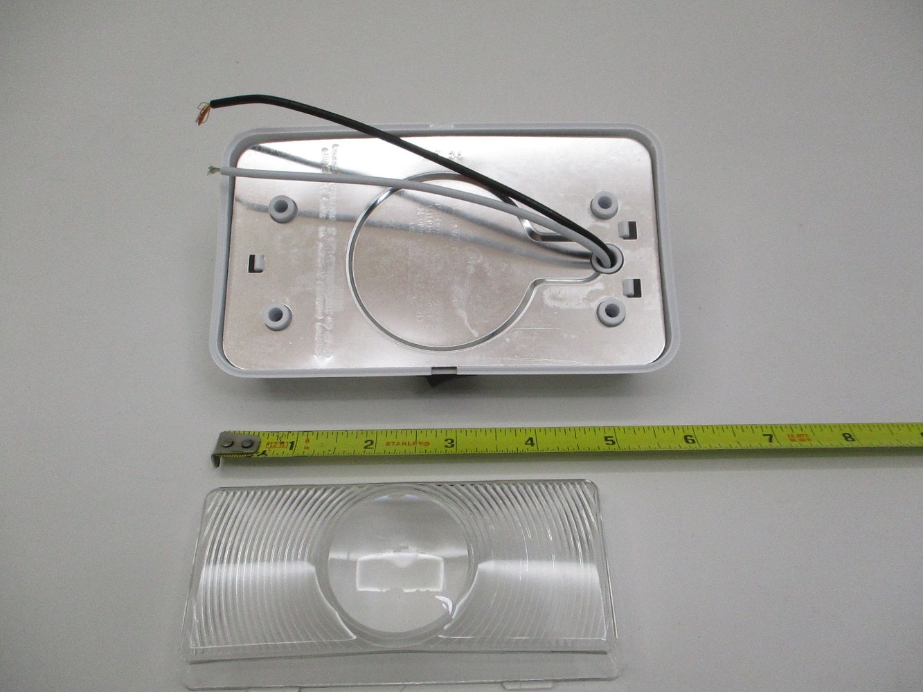 Clear White LED 12V RV Camper Trailer Porch Security Light / White Base / Switch