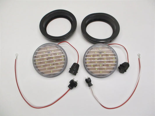 (2) 4" Round Clear White LED Truck Trailer Reverse Back Up Utility Lights
