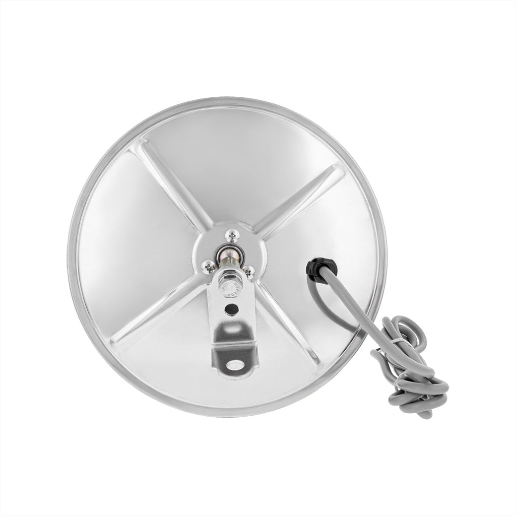 8-1/2" 430 Stainless-Steel 320R Heated Convex Mirror. Centered Mounting Stud