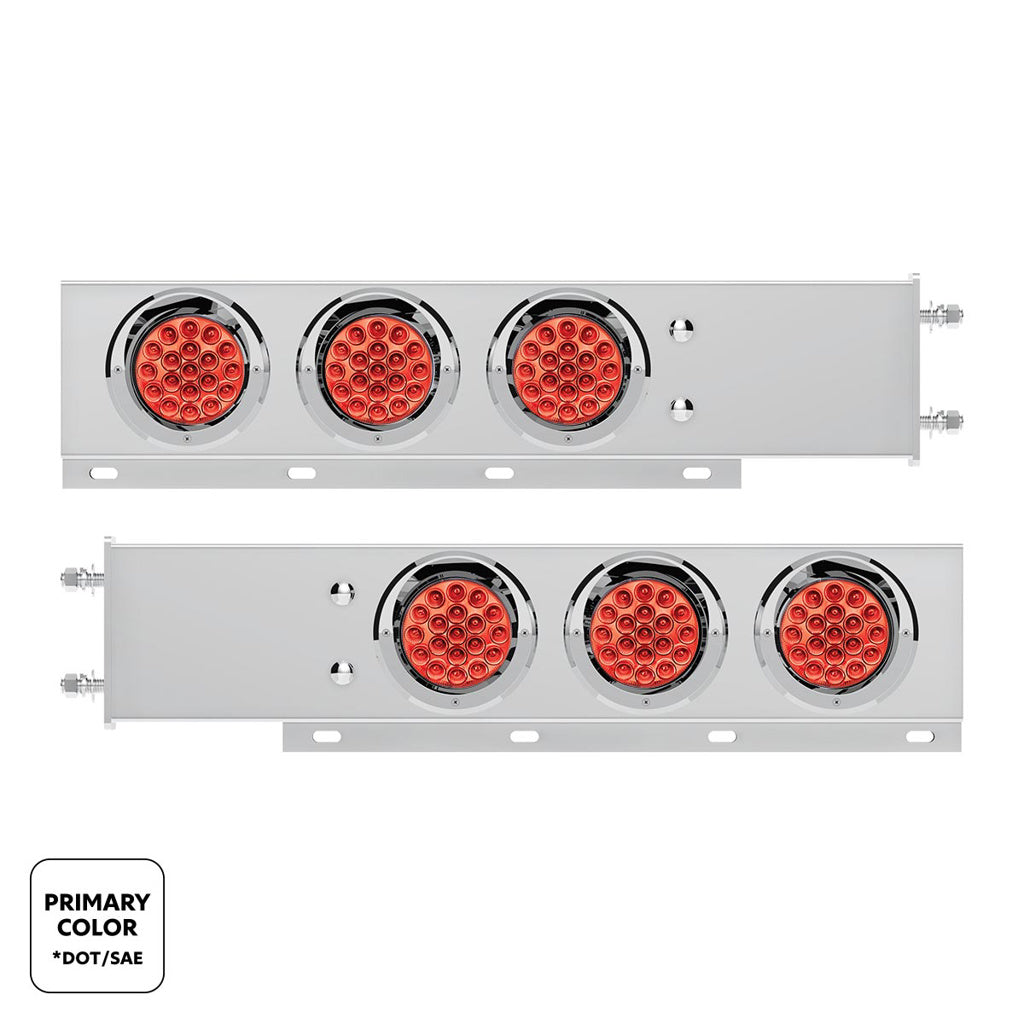 Stainless Steel Spring Loaded Light Bar W/6X Dual Color 19 LED Lights & Visors