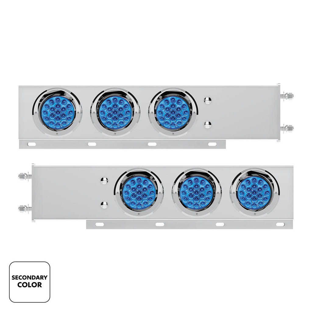 Stainless Steel Spring Loaded Light Bar W/6X Dual Color 19 LED Lights & Visors