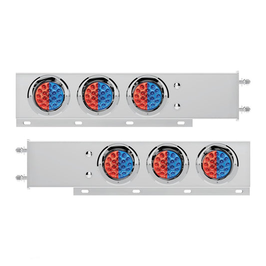 Stainless Steel Spring Loaded Light Bar W/6X Dual Color 19 LED Lights & Visors