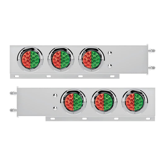 Stainless Steel Spring Loaded Light Bar W/6X Dual Color 19 LED Lights & Visors