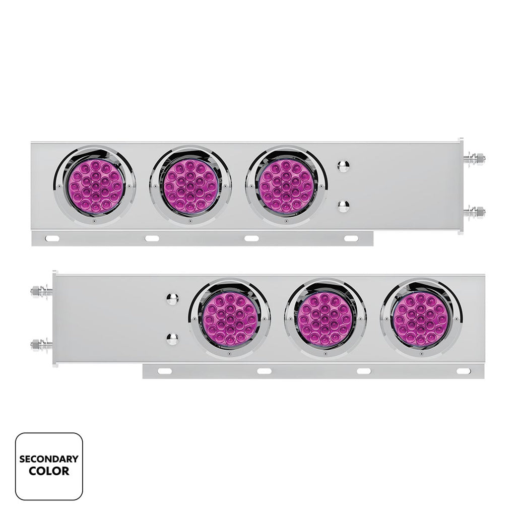 Stainless Steel Spring Loaded Light Bar W/6X Dual Color 19 LED Lights & Visors