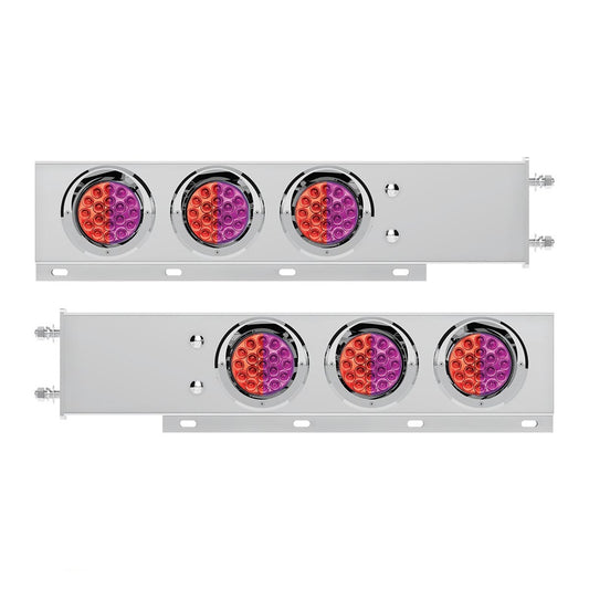 Stainless Steel Spring Loaded Light Bar W/6X Dual Color 19 LED Lights & Visors
